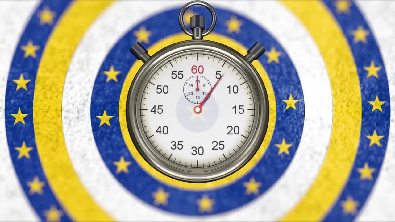 파란색 원을 움직이는 별에 대한 스토프워치