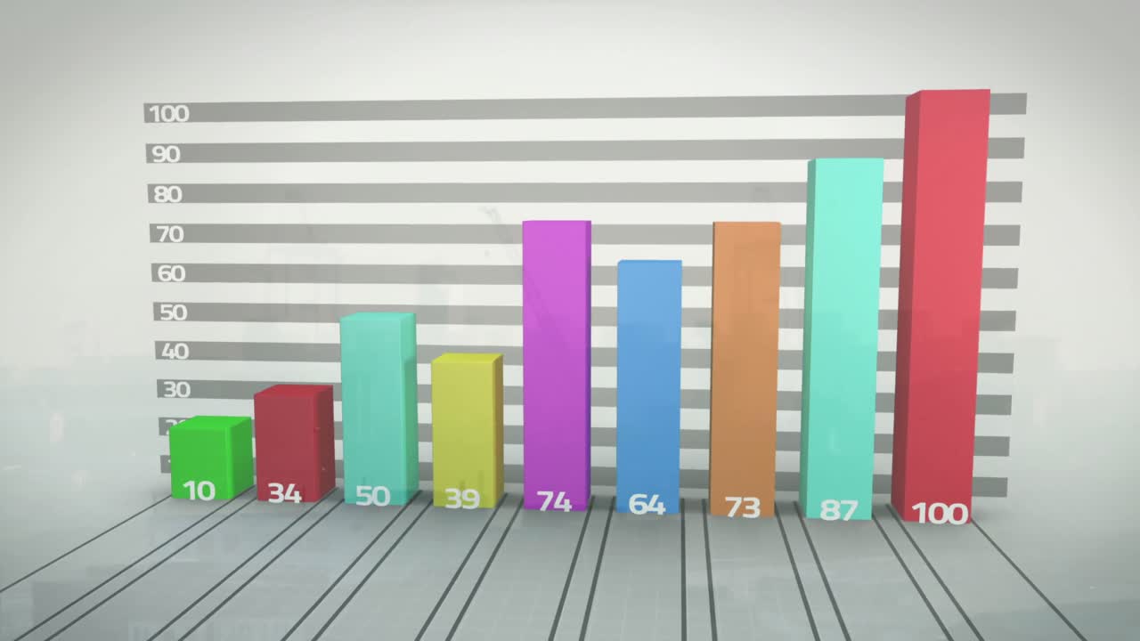 animación del procesamiento de datos estadísticos contra un fondo gris