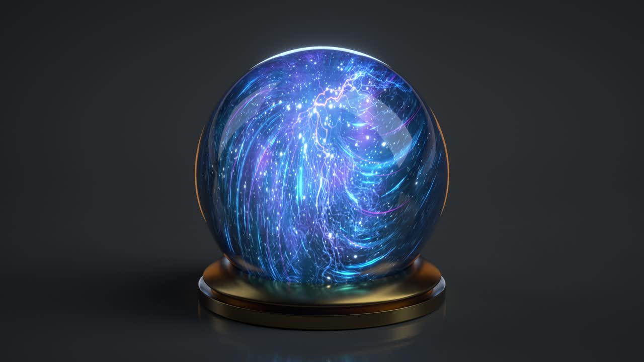 블루 크리스탈 마법 공 3d 렌더링 애니메이션