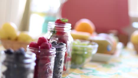 beautiful rack focus on colorful fruit