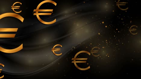 black and golden motion background with euro currency signs