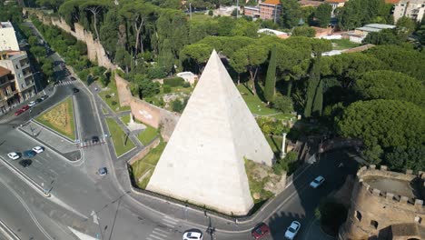 drone orbits above pyramid of cestius