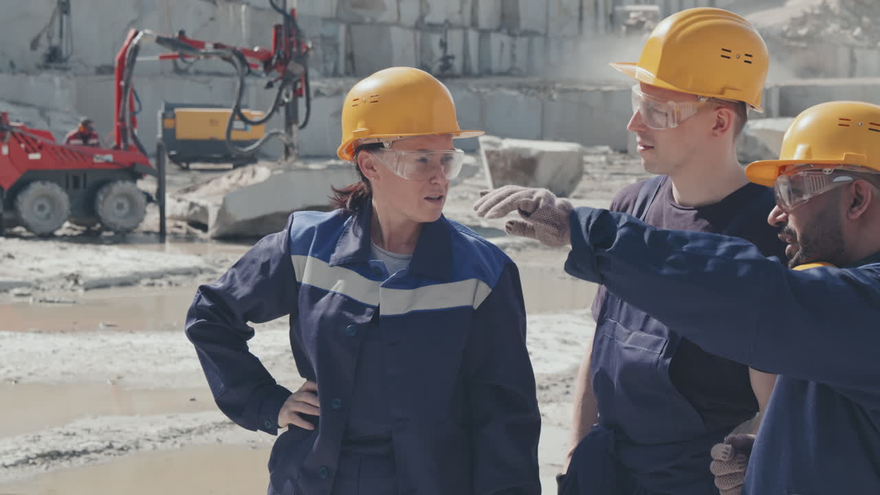 Quarry Workers Talking Loudly