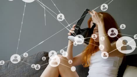 Virtual-Reality-Netzwerk-Und-Online-Community-Schnittstelle.