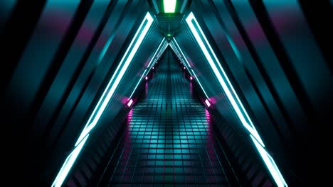 neon tunnel 3d render abstract background 4k