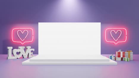 love-themed presentation stage purple background mockup