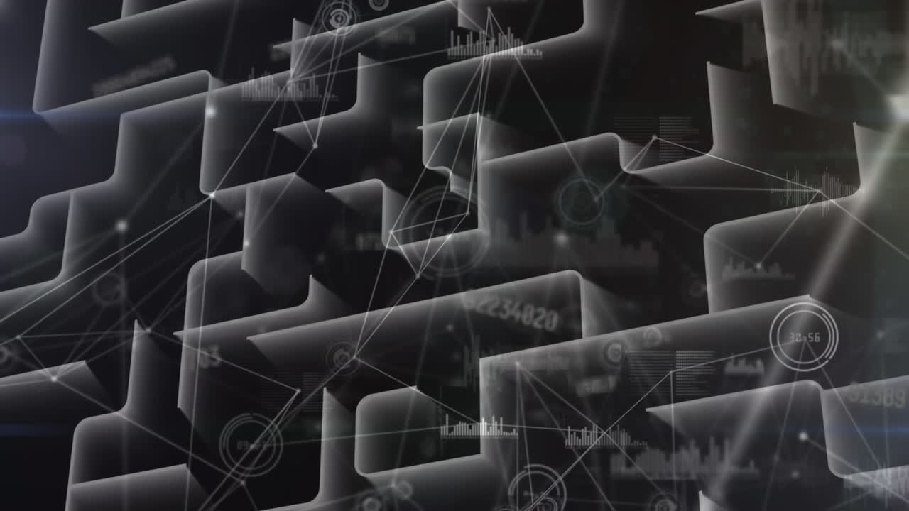 Animation of network of connections over maze