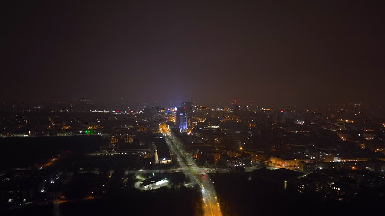 야간 도시 공중 전망