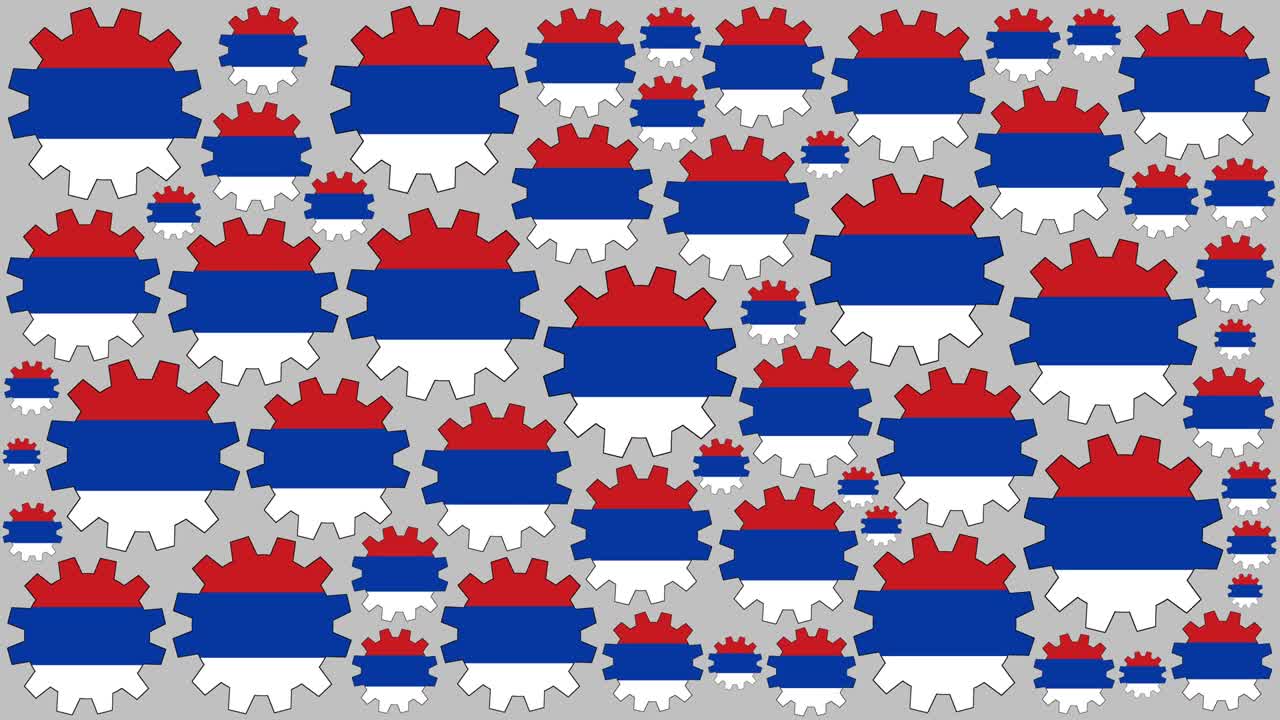 bandera rusa engranajes girando el fondo
