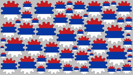 russian flag gears spinning background