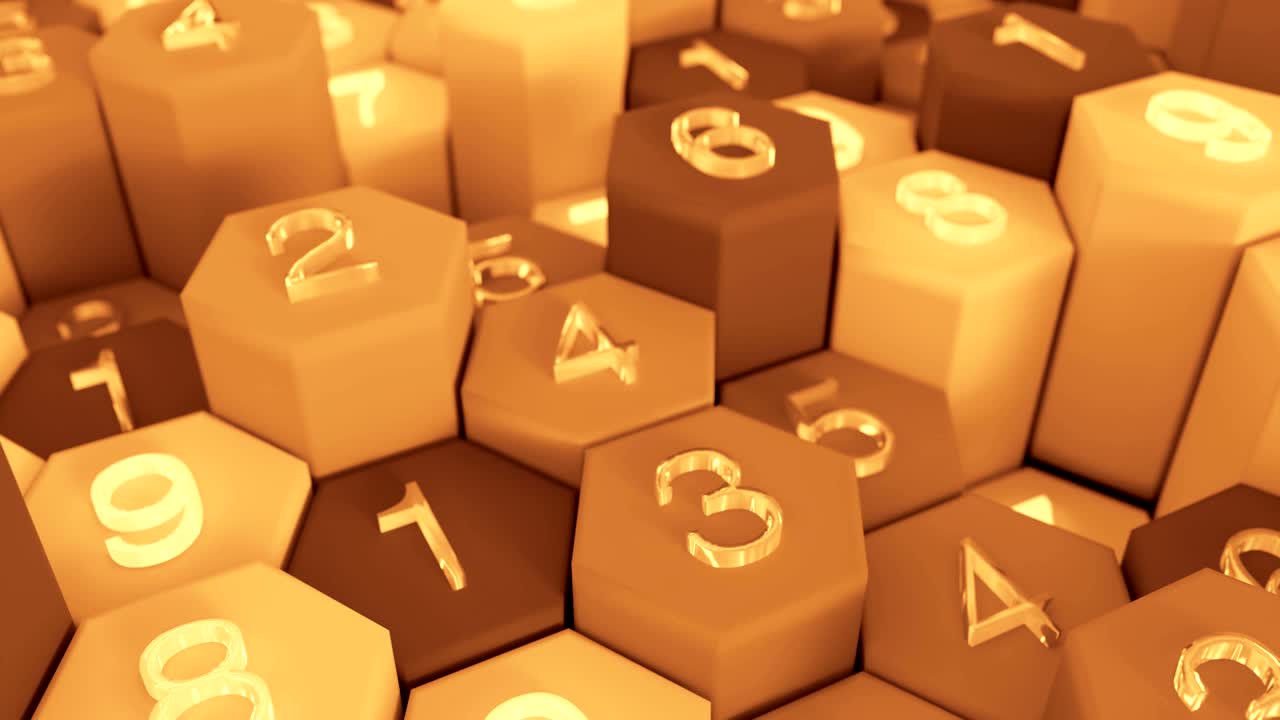4K Abstract Honeycomb Grid With Random Numbers.