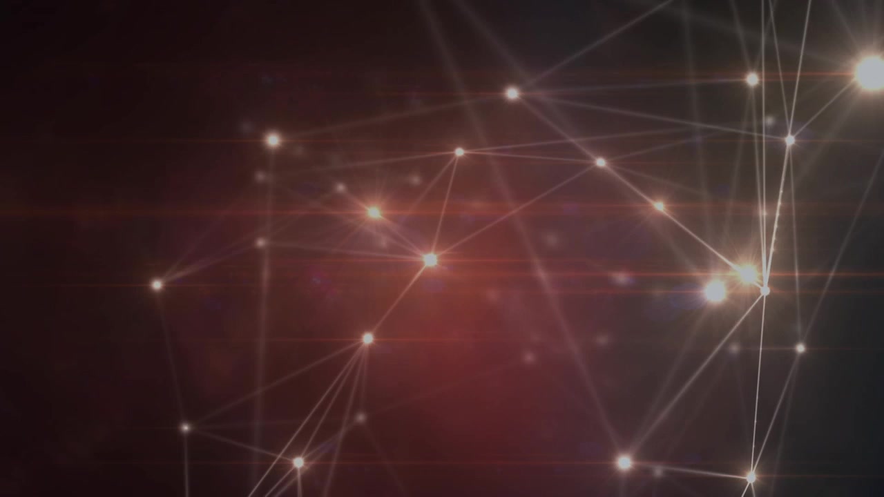 Animation of glowing network of connections against red background