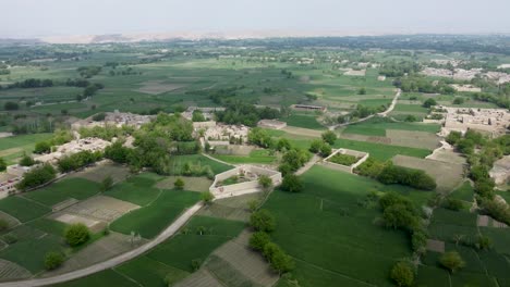 muddy homes nestled in the center of the green field