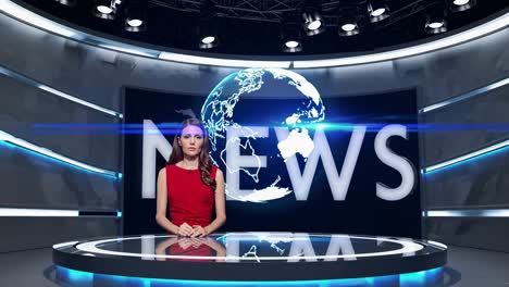 news studio virtual set with presenter