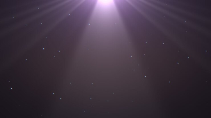Fly blue stars and sun rays in galaxy
