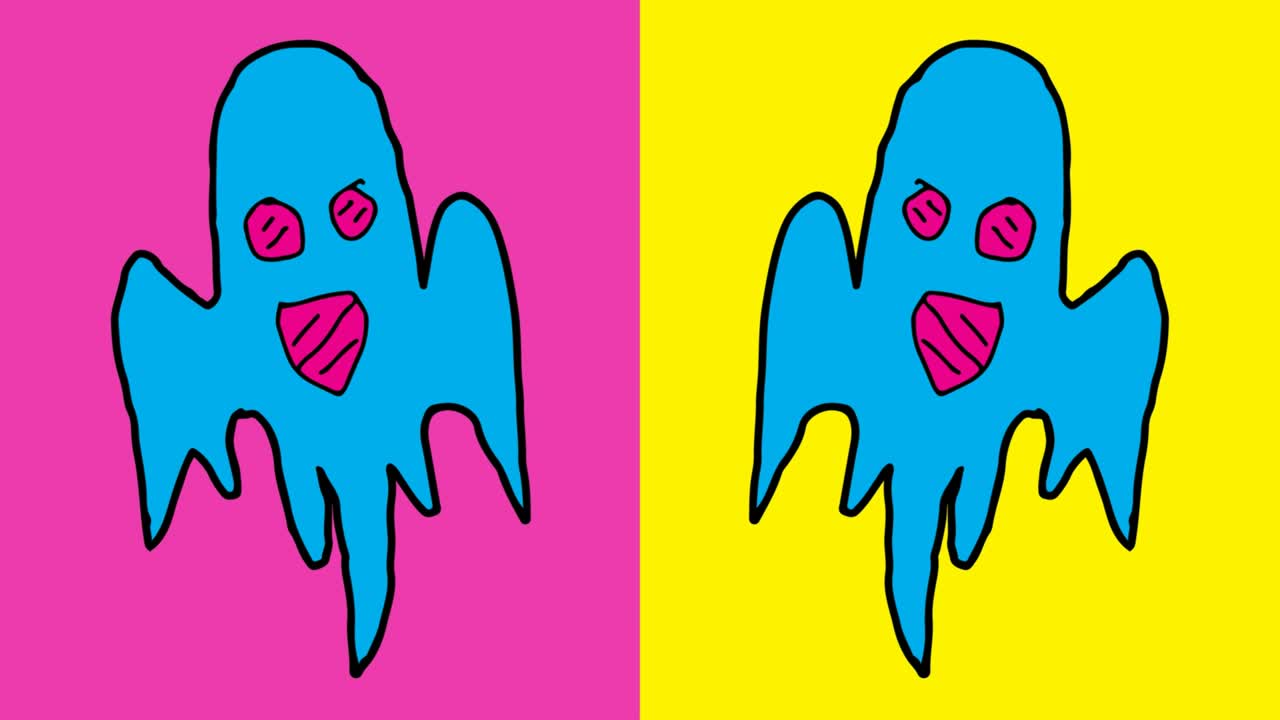 Dziecięcy rysunek w stylu pop-art, bezszwowe tło z motywem ducha.