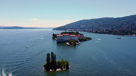 aerial shot at lago maggiore in italy