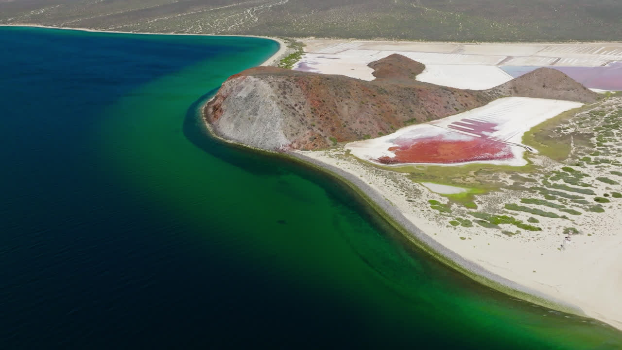 Aerial Of Semi-arid Island Isla San Jose In The Gulf Of California Off The Coast Of Baja California Peninsula In Mexico. pullback
