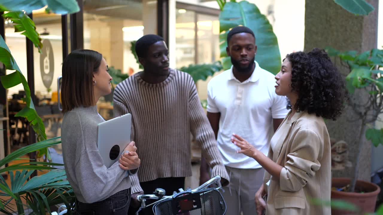 Business team meeting and collaborating in an office