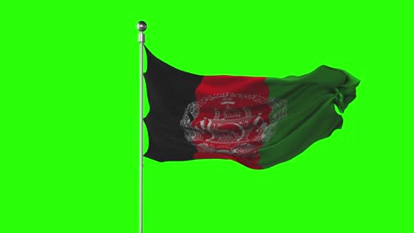 afghanistan national flag waving on green screen. chroma key animation. politics illustration