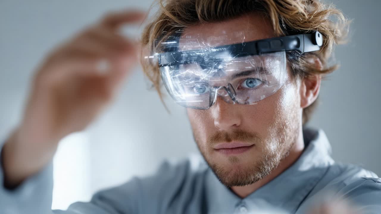 Man wearing augmented reality headset