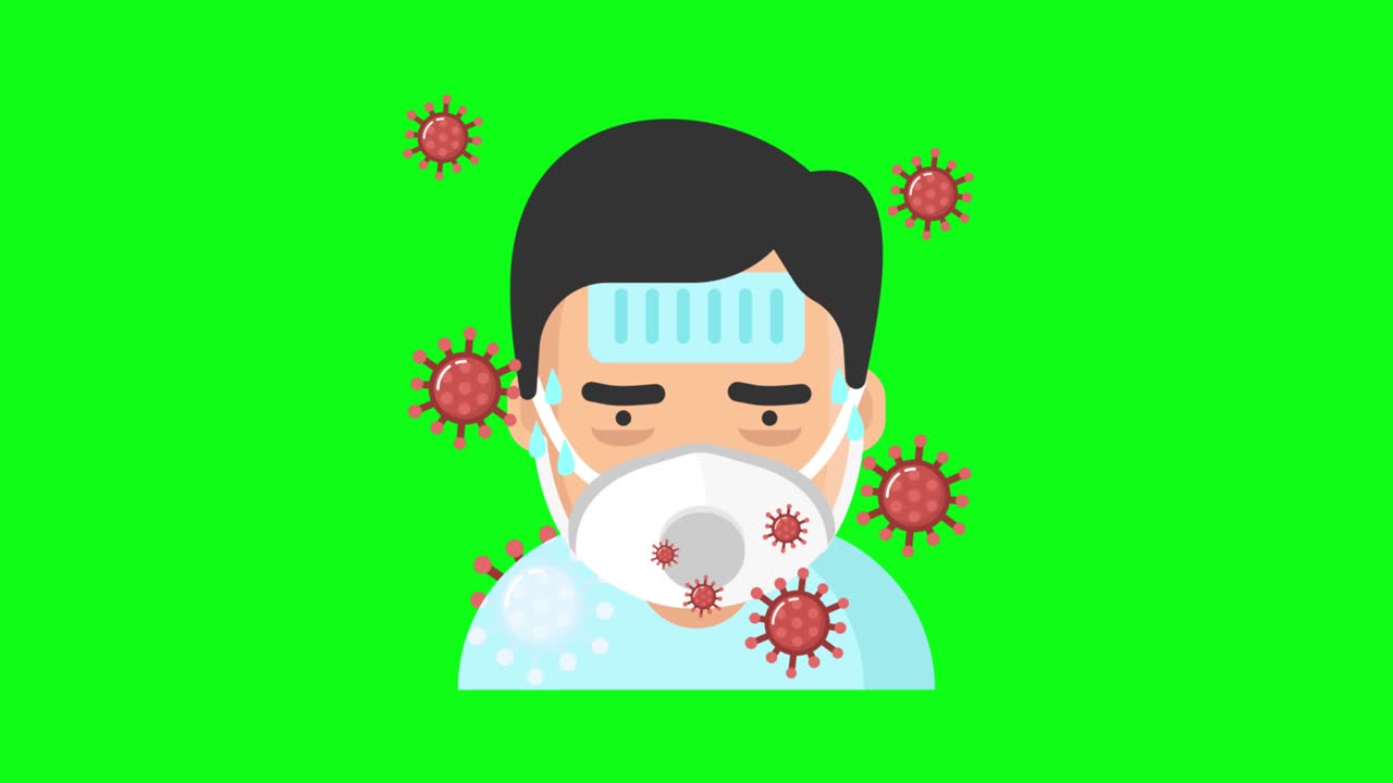 green screen, corona virus ,  patient with mask