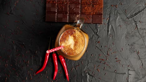 chocolate bar with coffee and chili