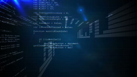 animación del procesamiento de datos digitales sobre un fondo azul