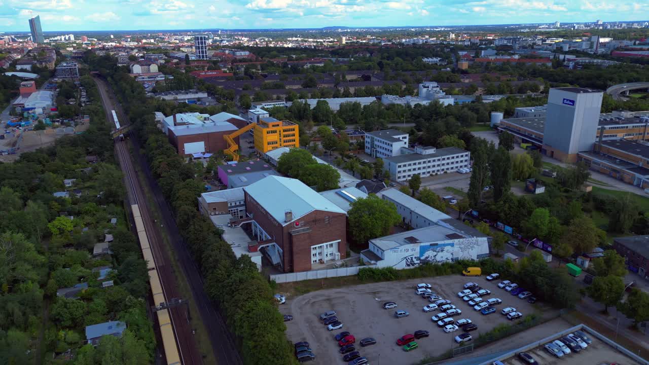 Aerial View of Urban Landscape with Buildings and Transportation