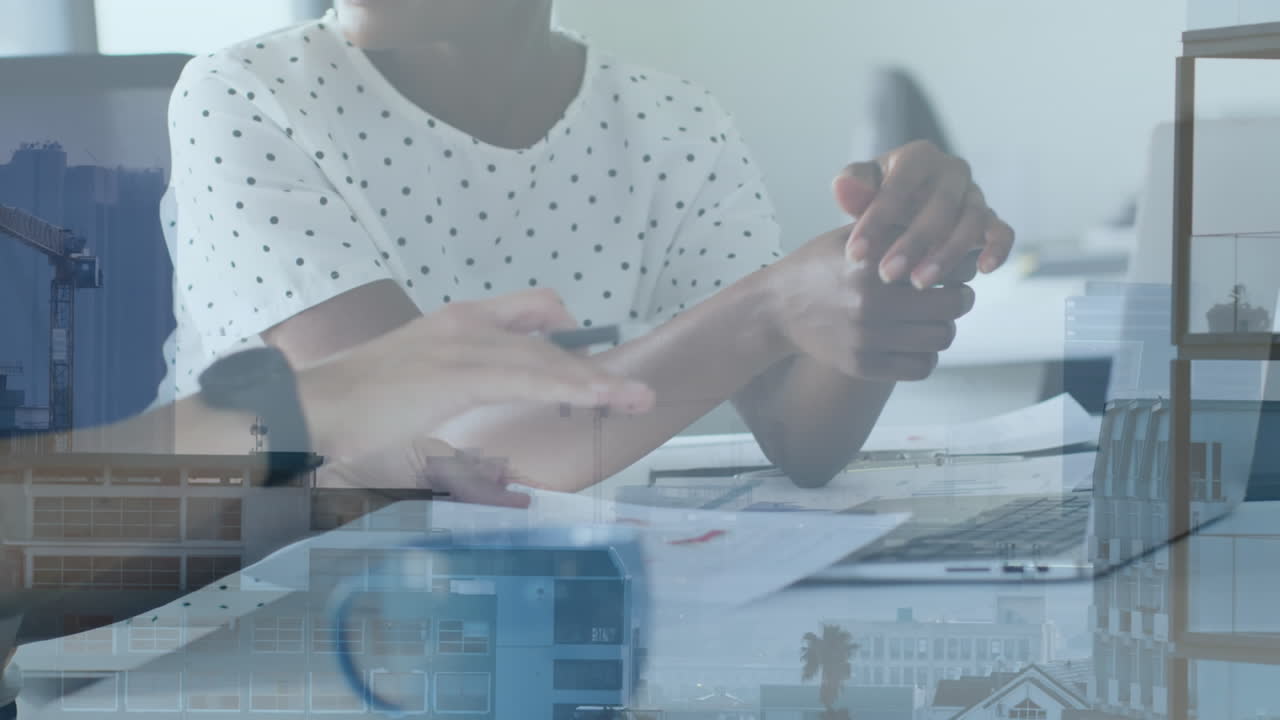 animación del paisaje urbano sobre mujeres empresarias en la oficina