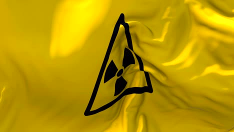 radiation nuclear sign flag waving in wind slow motion animation . 4k realistic fabric texture flag smooth blowing on a windy day continuous seamless loop background.