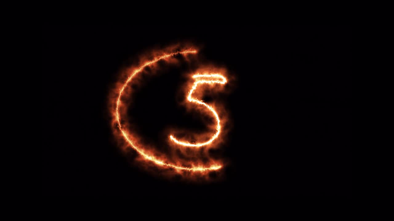 Fire burning effects countdown timer from 10 to 0 seconds isolated on black with alpha channel. 4K flammable text 10s Countdown.