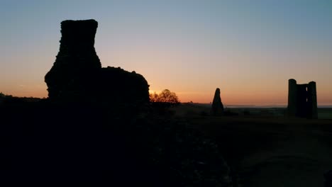 hadleigh castle dark sunrise turret and wall pan