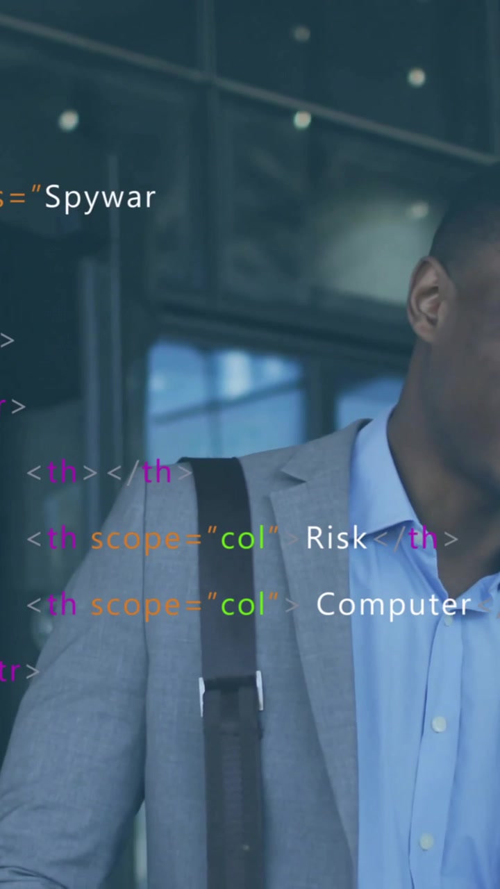 Animation of data processing over african american businessman talking on smartphone