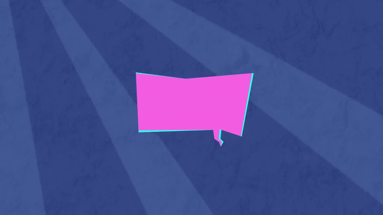 Animation of pink graphic over blue stripes background