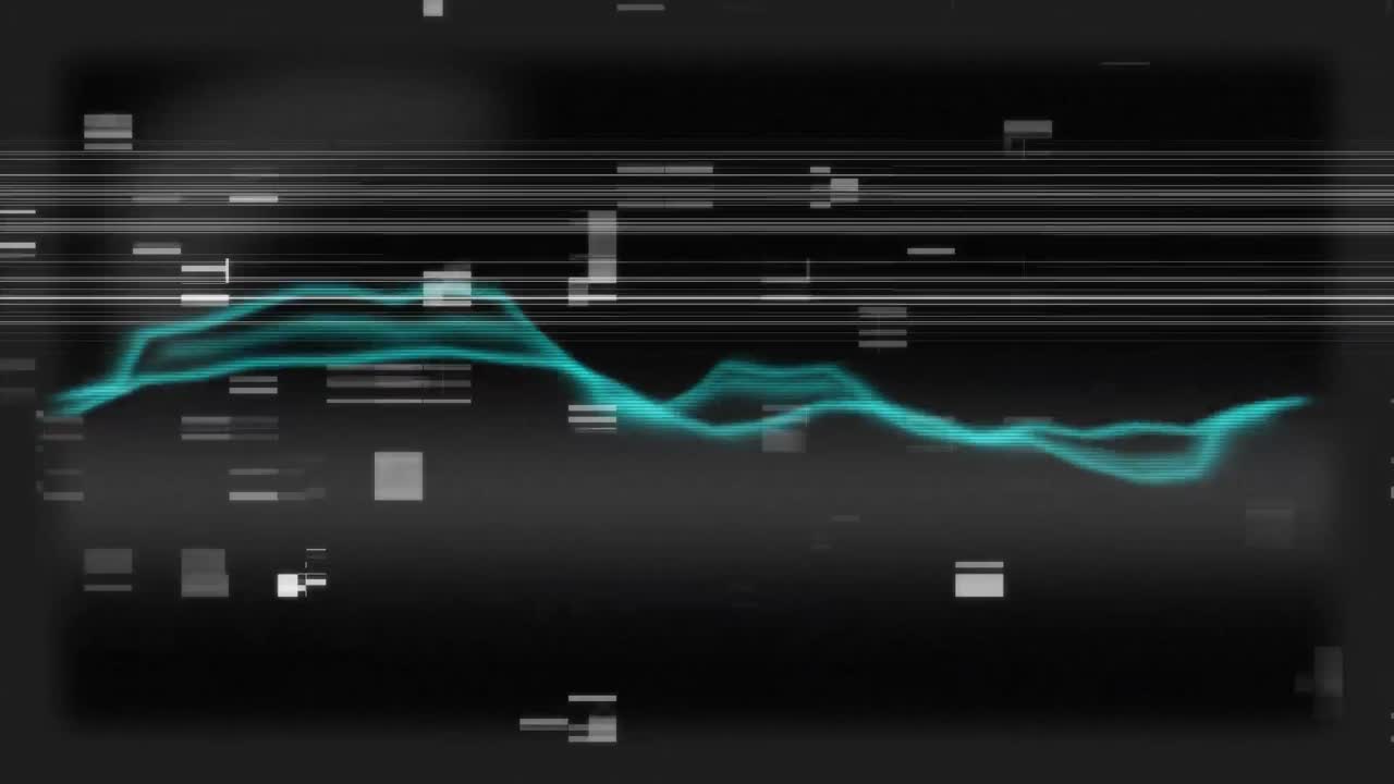 글리치와 함께 화면에 파동하는 선의 애니메이션