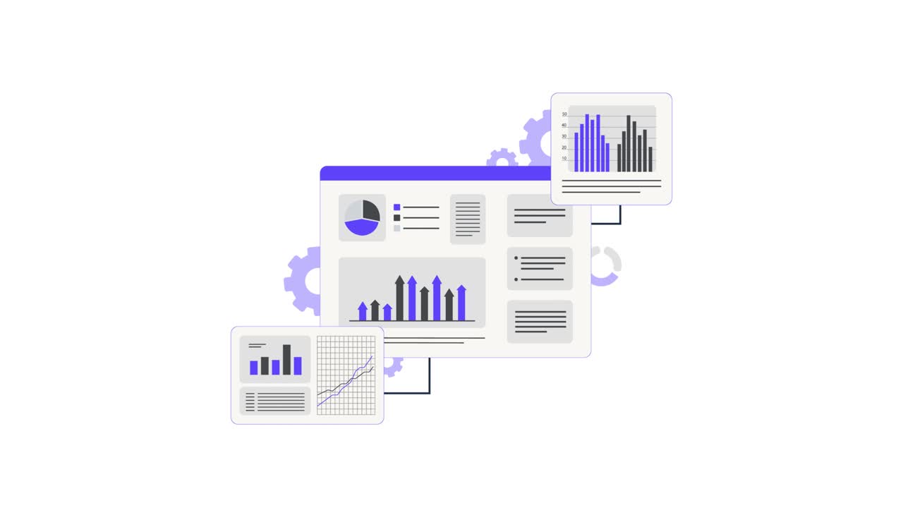 Animeret Business Intelligence-dashboard med dataanalyse