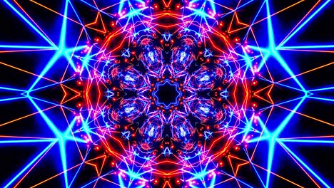 flying through a neon tunnel with rings. kaleidoscope vj loop