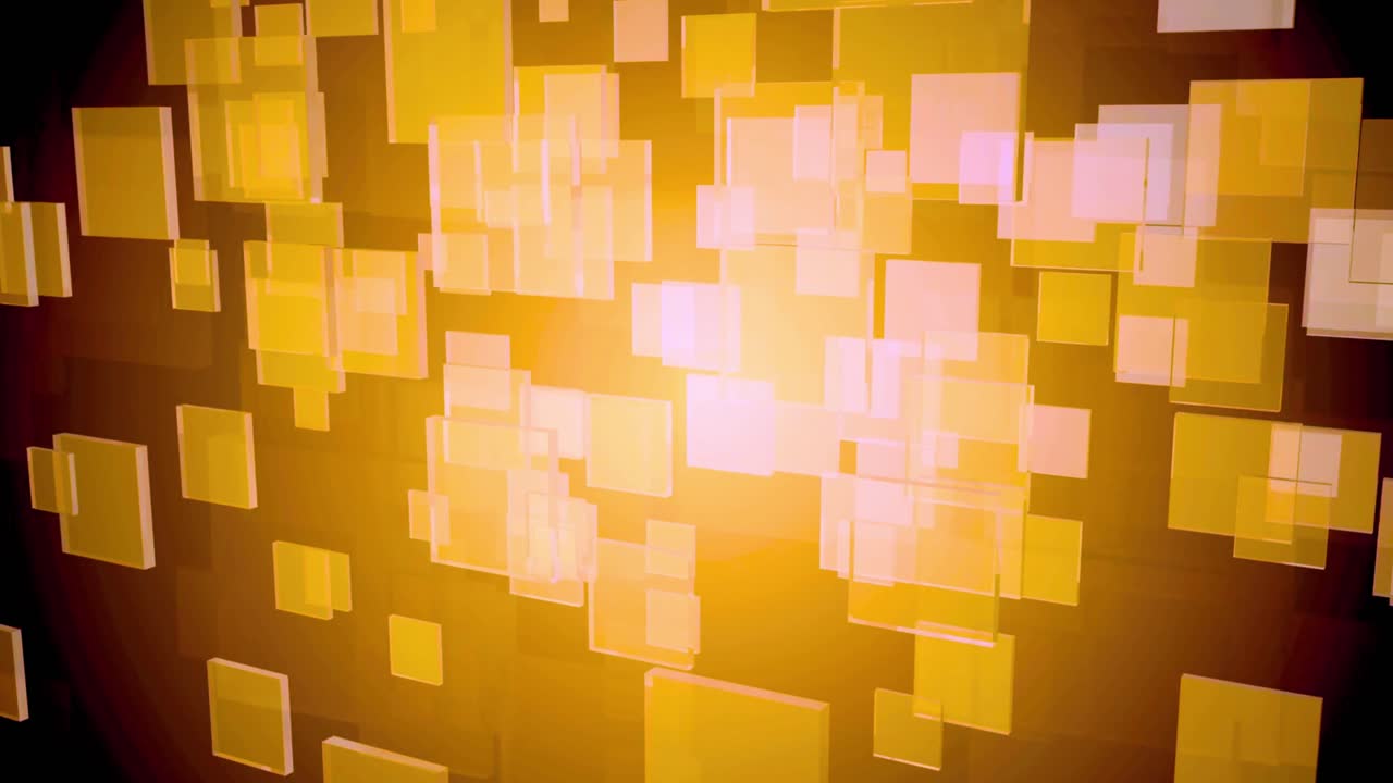 Animated Abstract Background of Glowing Yellow Squares