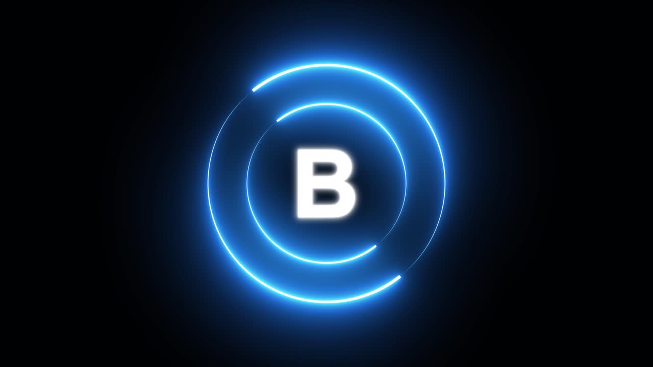 Neon Letter B in Glowing Circle
