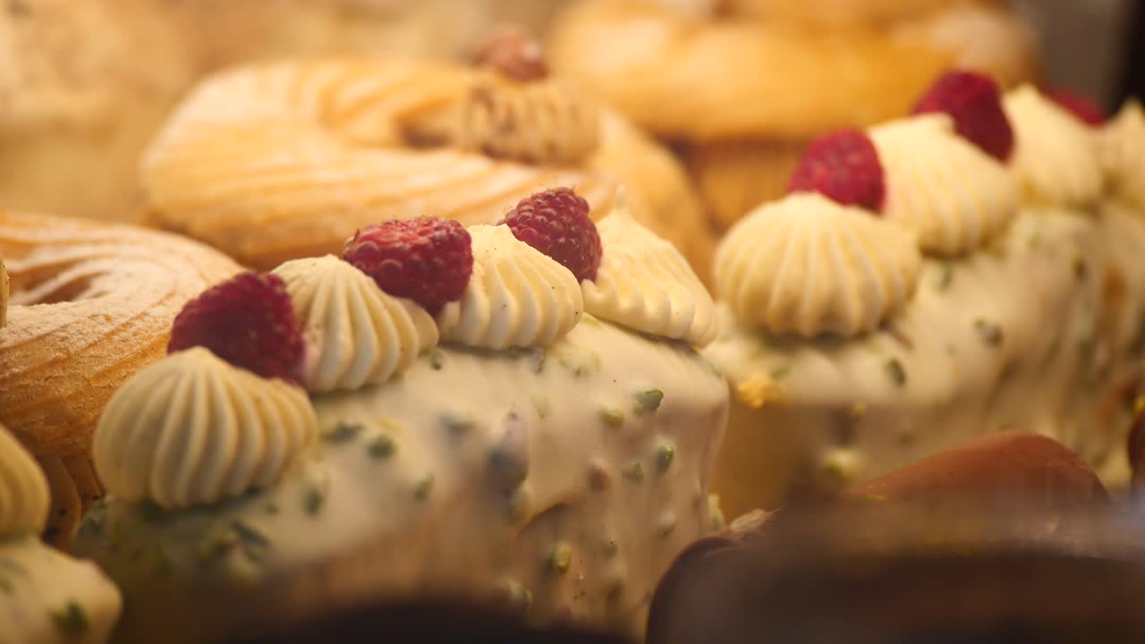Delicious pastries with raspberries
