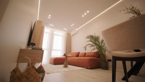 modern orange sofa living room