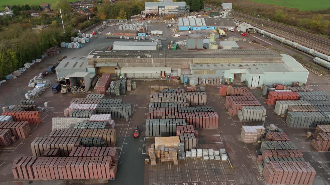 High Resolution Aerial Drone Footage of Gypsum Manufacturing Facility and Industrial Processing Plant Near Sileby United Kingdom