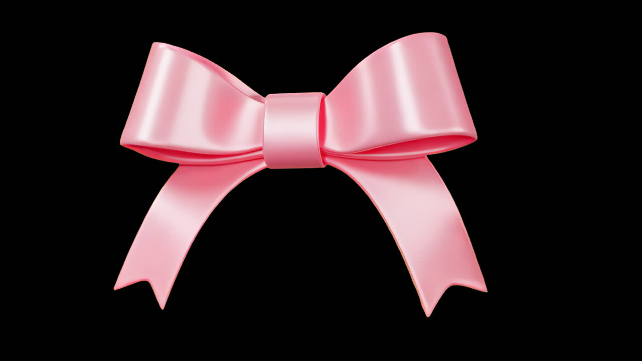 Aesthetic pink bow animation isolated asset, transparent 4K video, alpha channel, ProRes 4444
