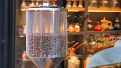 coffee beans display in a shop