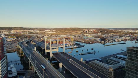 new and old bridge over gota alv river in gothenburg, sweden during pandemic