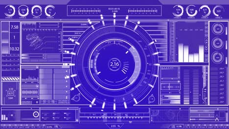 animation of interface with data processing against blue background