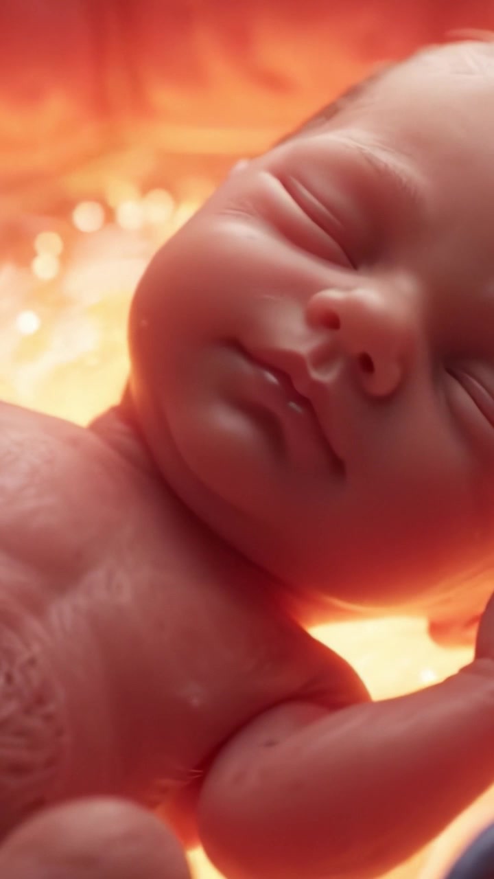 A Serene Look at Prenatal Life: Exploring the Beauty and Wonder of a Developing Fetus in a Warm and Protective Environment