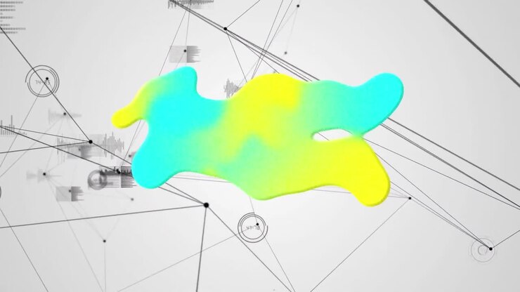 Animation of glowing blobts over network of connections with statistics