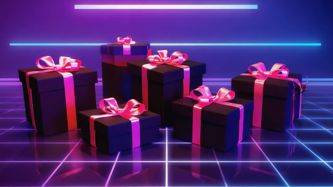 Gift boxes with neon lights